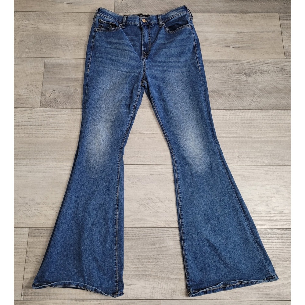 👖True Religion Charlie High Rise Flare Jeans‎ Women's 31 Fade Whiskering Boho